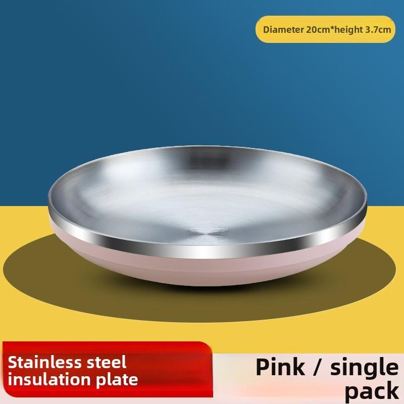 Modern Minimalist Stainless Steel Food Plate With Insulated Design For Daily Home Use