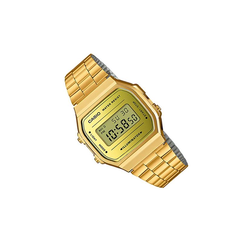 Casio VINTAGE series-A168 retro classic small square quartz movement resin strap Japanese and Korean watch men's watch gold dial A168WEGM-9