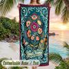 Floral Art Card 5 Theme Quick Dry Beach Towel Custom Name Text Print Large Sand Resistant Towel Beach Vacation