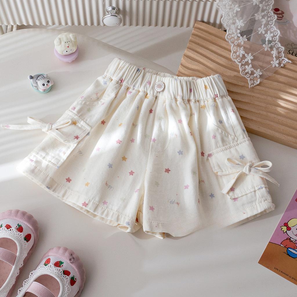 Summer Shorts Korean Casual Girls' Shorts Bow Star Print Summer Clothes Children's Shorts