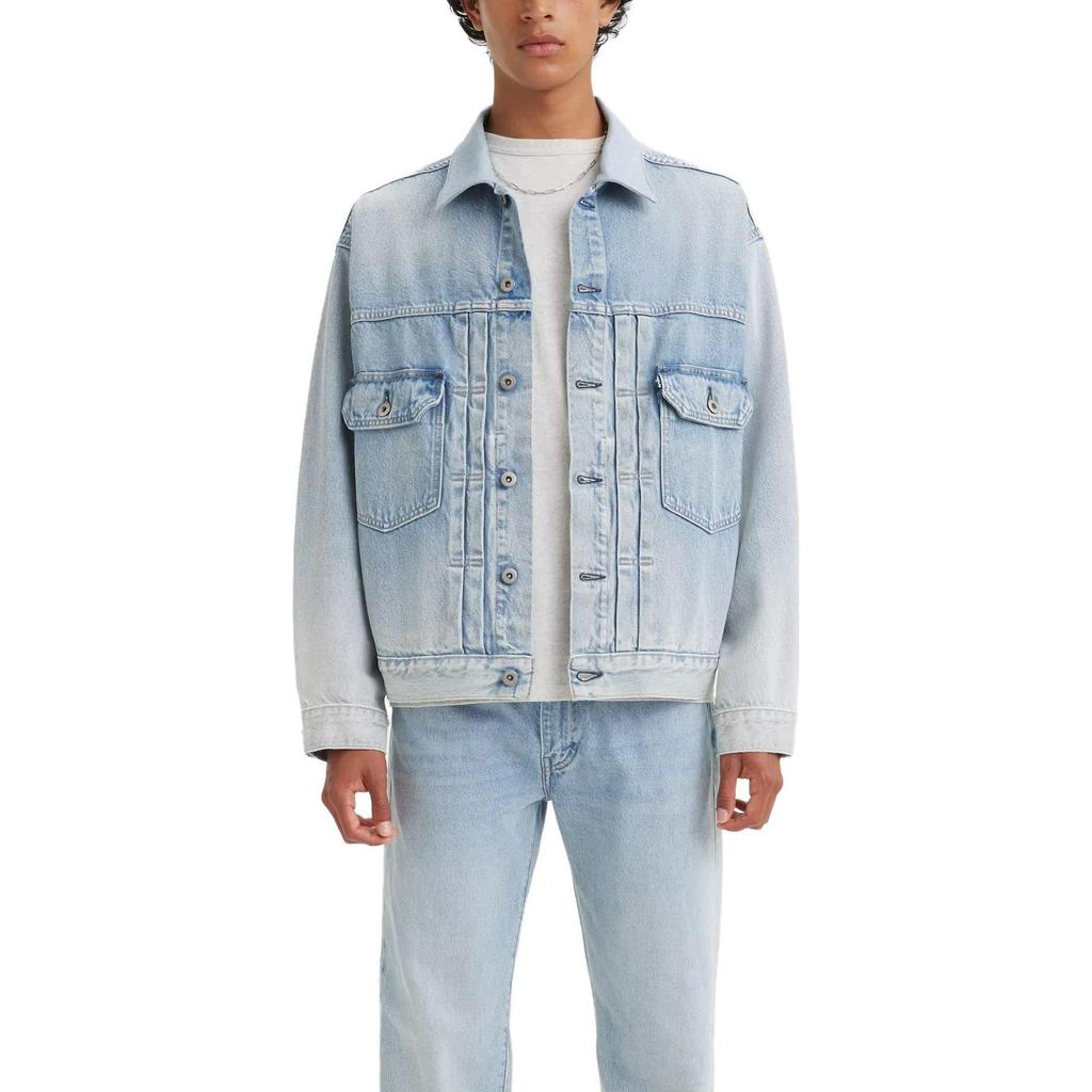 Levis Solid Color Button-Down Long Sleeve Denim Jacket Men Jackets Blue 21261-0026