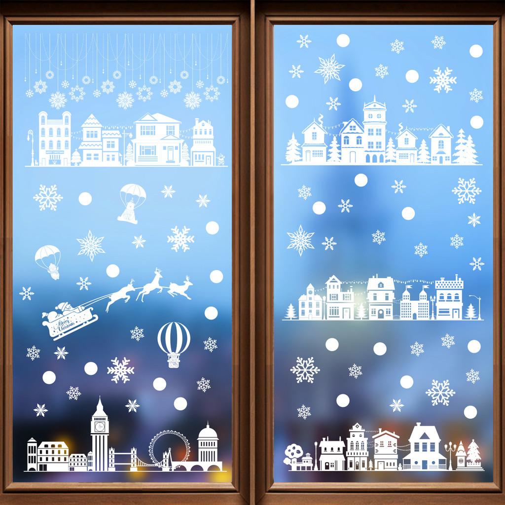 Window Snowflake Christmas House Cling Stickers Set Pvc Static Decor Decals
