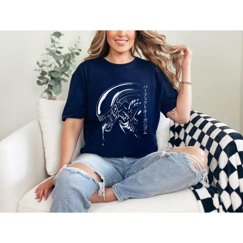 

Alien Tshirt Retro Scifi Horror Tshirt for Women Summer New Unisex Casual Cotton Tshirt 3XL