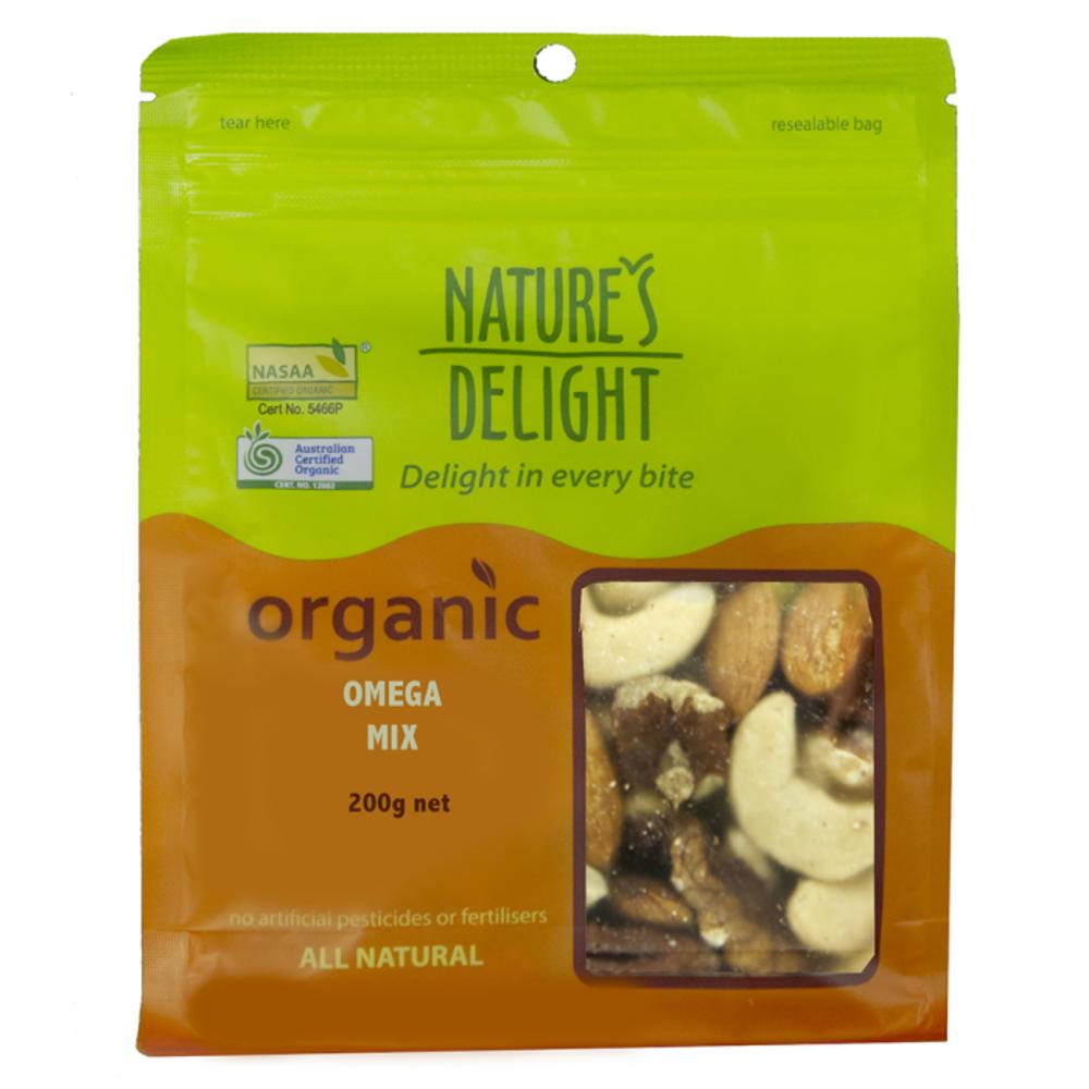 Natures Delight Organic Omega Mix (cashews, Brazil Nuts, Almonds, Walnuts & Pecans) 200g