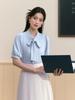 Women's Chiffon Short-Sleeve Formal Shirt - Elegant, Professional, Summer Top