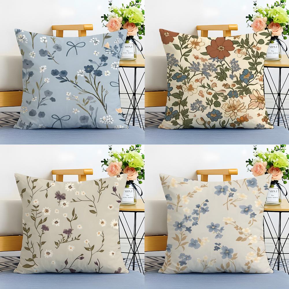 Retro Floral Classical Elegant Style Cushion Cover Linen Pillowcase Soft For Sofa Bed Home Room Decor