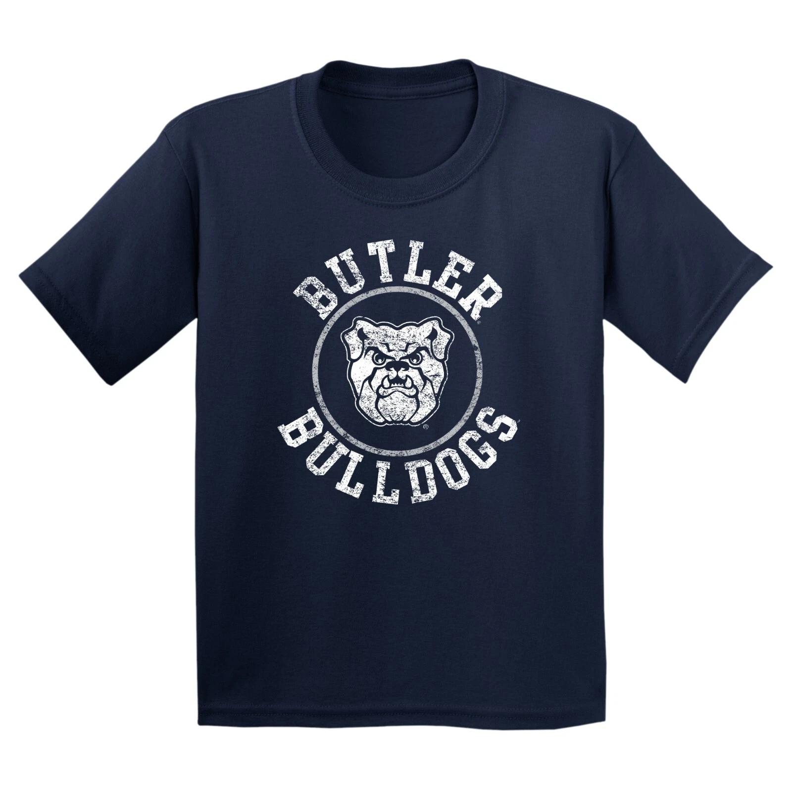Butler Bulldogs Distressed Circle Logo University College Youth T-Shirt - Navy 3XL
