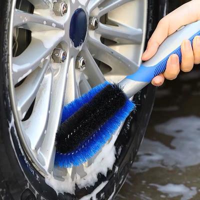 Spazzola per Cerchi Auto, Spazzola Morbida con Setole per la Pulizia dei Cerchioni per un Lavaggio Dettagliato del Veicolo, Pulitore per Mozzi Ruota Senza Graffi, Design con Manico Curvo