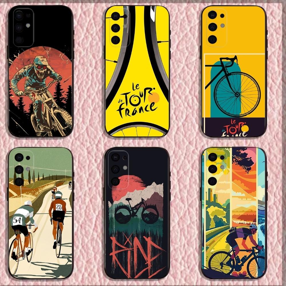 T-Tour De France Bicycle Exercise Phone Case For Samsung S25,S24,S21,S22,S23,S30,Ultra,S20,Plus,Fe,Lite,Note,10,9,5G Black Cover