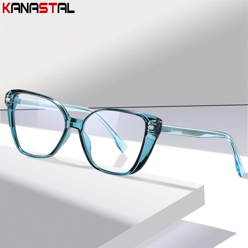Women Blue Light Blocking Reading Glasses Prescription CR39 Optic Lenses Myopia Eyewear Computer TR90 Butterfly Eyeglasses Frame