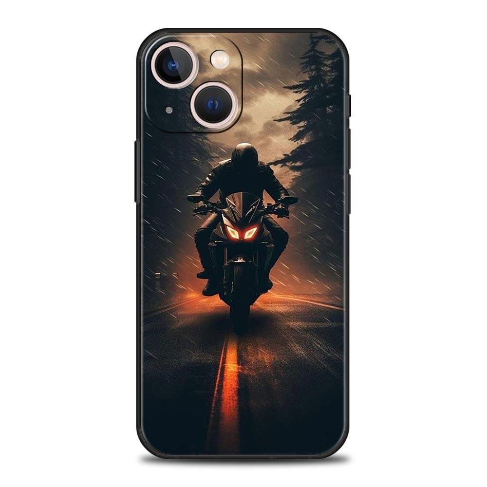 Moto Cross Motorcycle Sports Phone Case For iPhone 17 16 15 Pro Max 11 12 13 14 7 8 Plus SE 2020 X XR XS Cover Soft Black