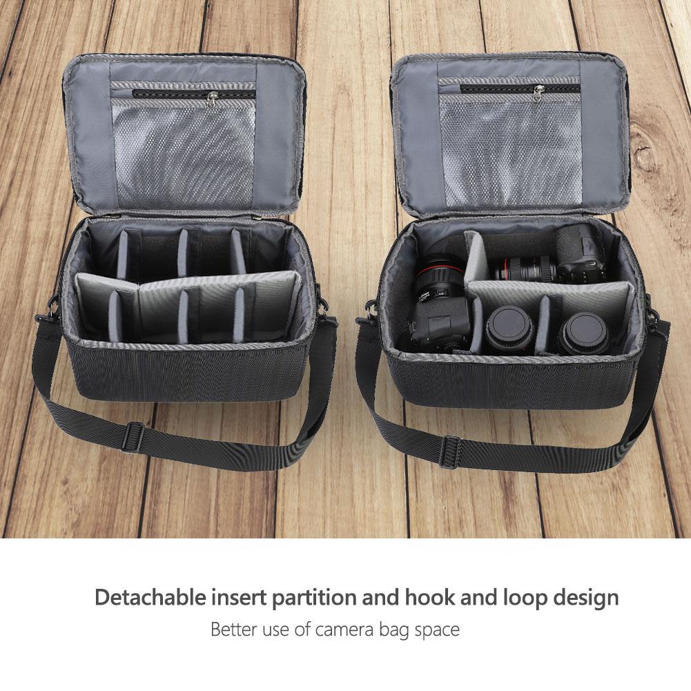 Fordable Protective Insert Partition Handle Camera Lens Bag Case Pouch (Black)