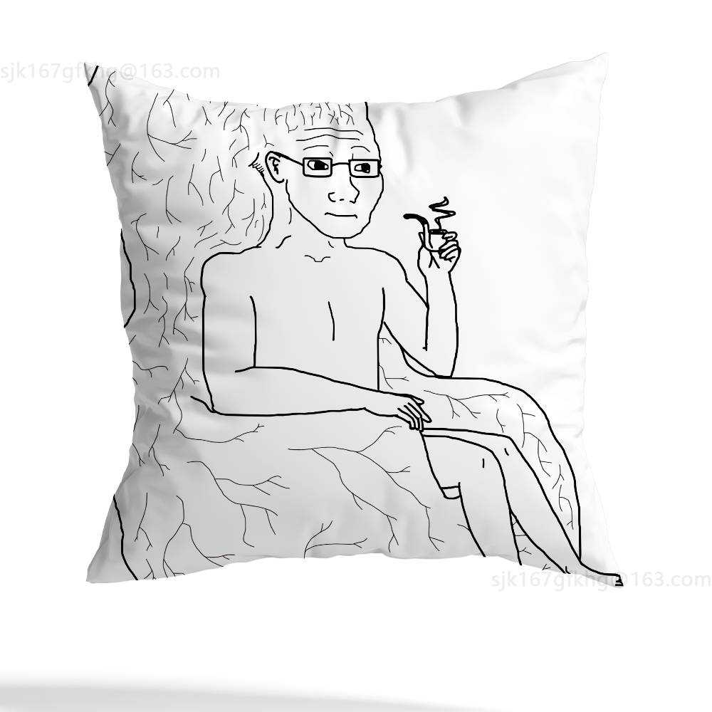 Wojak Soyjak Pillow Case Sofa Living Room Bedroom Headboard Backrest Cushion Square Cushion Nap Time