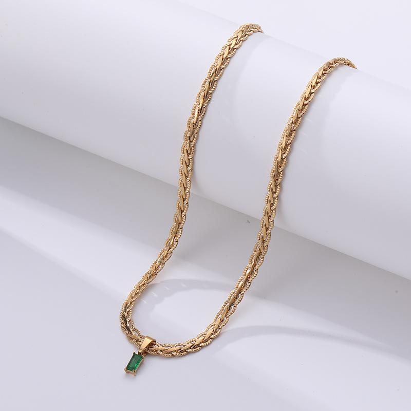 Vintage Zircon Necklace Simple Vacuum Plated Keel Chain