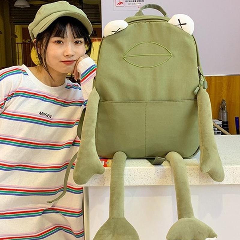 Cute Frog Backpack College Student Personalized Large Capacity Book Storager Cartoon School Bag