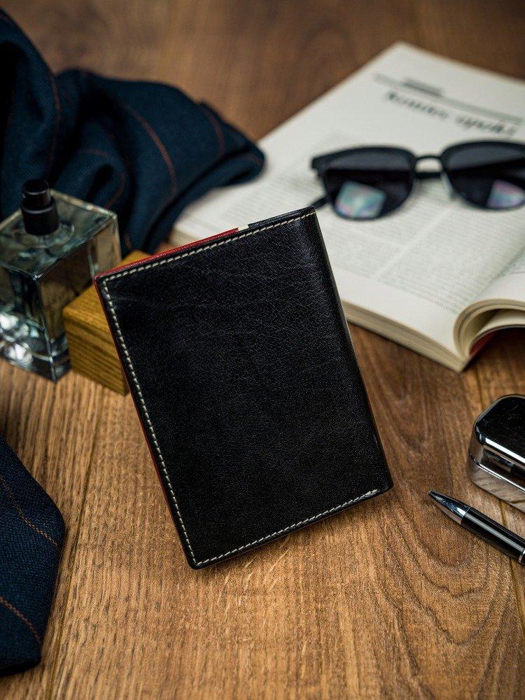 Vertical, two-tone men's wallet made of genuine leather - Rovicky