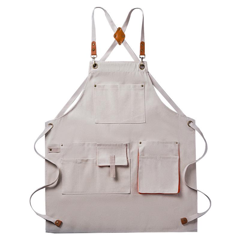 Cross-Border E-commerce Multi-Purpose Thick Canvas Apron for Kitchen, Painting, and Cooking with Custom Logo