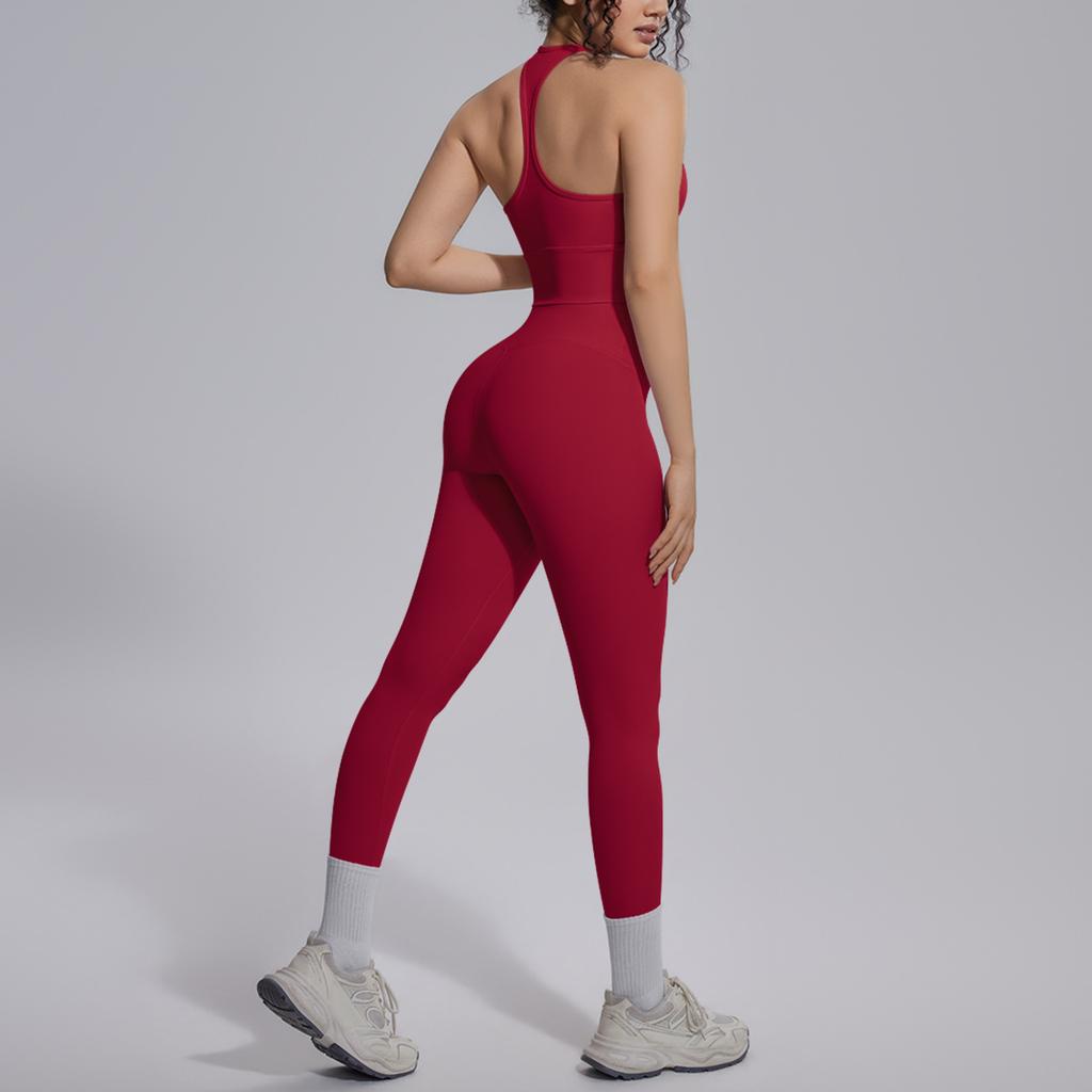 New Solid Color Double-sided Brocade Tight Back Yoga Suit Set, Sports Running Fitness Yoga Suit Two-piece Set