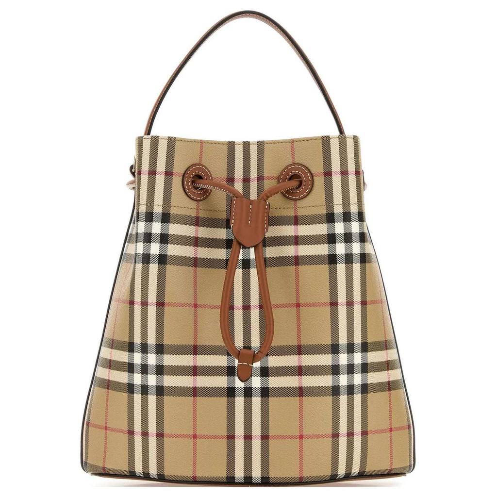 Burberry Polyurethane Bucket Bag Handbag Small Women's Beige & Black 81004901