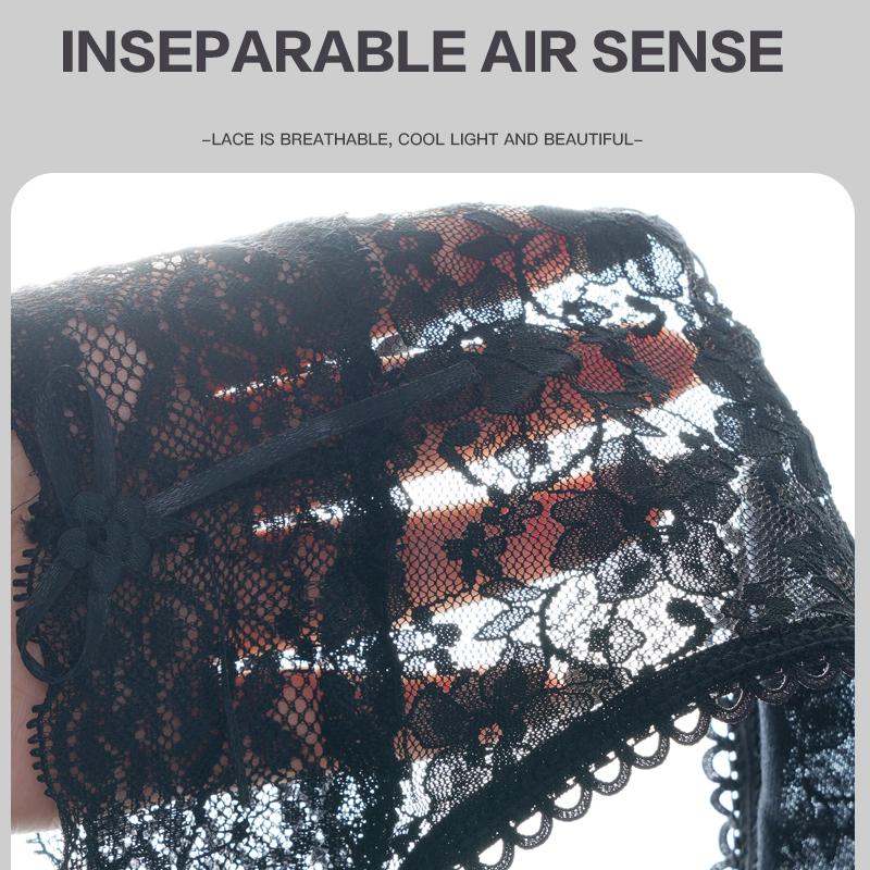 Women Lace Bra Briefs Set Sexy Wire Free Lingerie Hollow Out G-String Underwear Set Female Transparent Seamless Intimate Bra Set