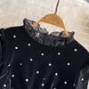Balck Hepburn Sweet Style Women's Dress Flare Long Sleeve Diamond Stand Velvet High Waist A-line Dresses Autumn Winter Fashion Design Party Clothes