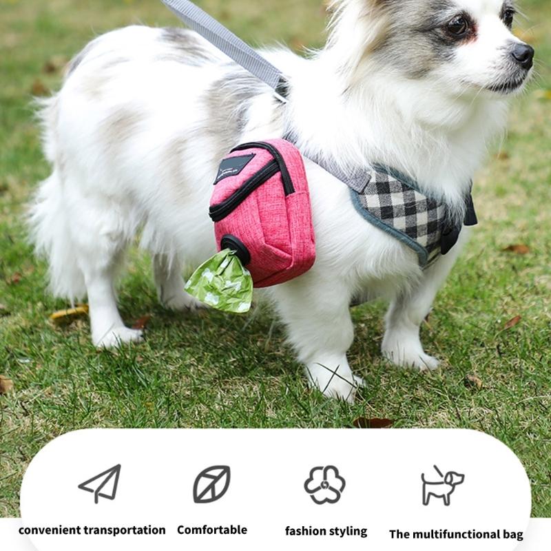 Oxford Fabric Pet Waste Bag Dispenser With Treat Pocket For Dog Convenient Clip On Design Outdoor Walking Essential