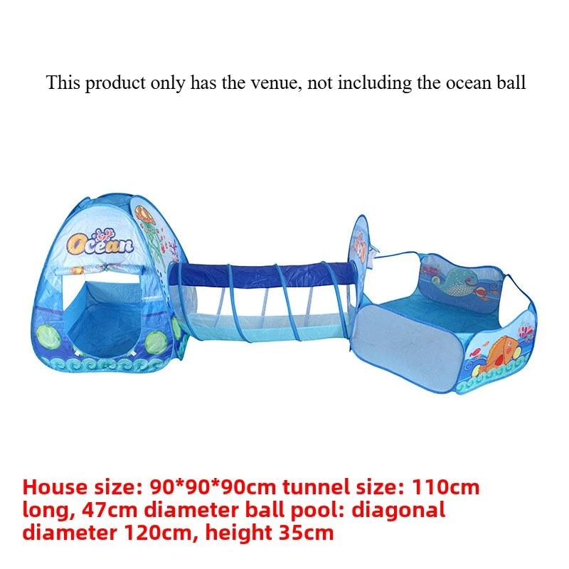 Portable Children's Tent 3 in 1 Basketball Stand with Tunnel Ball Pool Indoor and Outdoor Climbing Playhouse Children's Gift