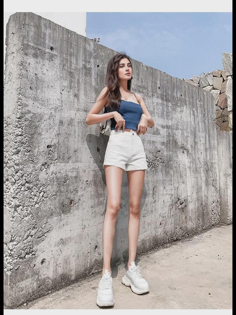 2021 Summer High-Waist White Denim A-Line Shorts for Women – Loose, Slimming Fit