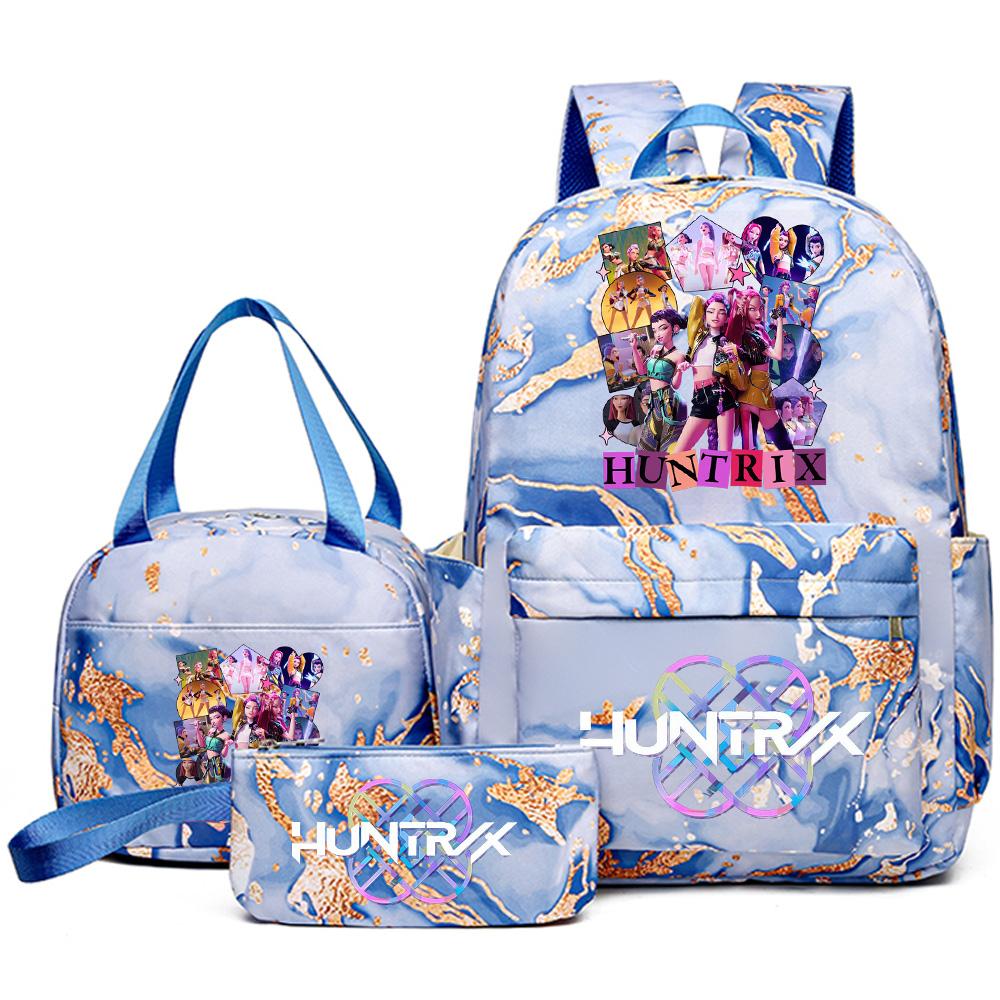 3Pcs/set Anime Demon Hunters Printed Backpack Handbag Pencil Case for Teenager Student Bookbag Schoolbag Women Large Capacity Waterproof Bag