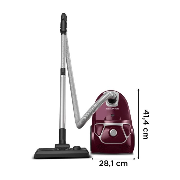 Aspirateur à sacs rowenta ro3969ea 3l 750w easy brush bordeaux argent - rowenta - sec - 3l - secteur