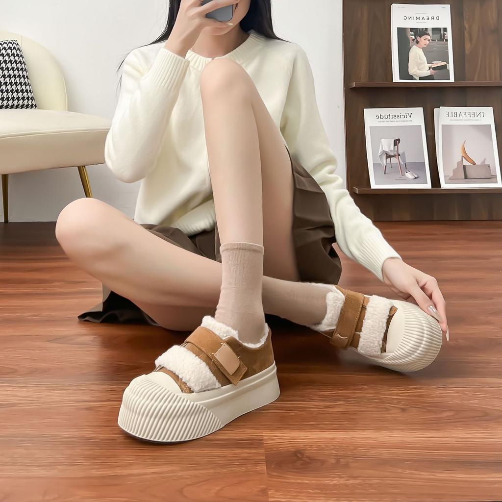 Grape Mother Winter New Thick-soled Muffin Cotton Shoes Women Wear Small Height-increasing Board Shoes School Style Casual Shoes Women