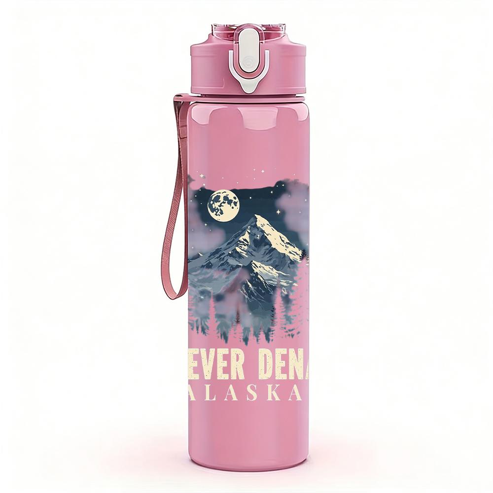 1PC Faint figure forever faded sketch print 750ml colorful plastic sports water bottle leakproof pop up lid with straw for outdoor work home use