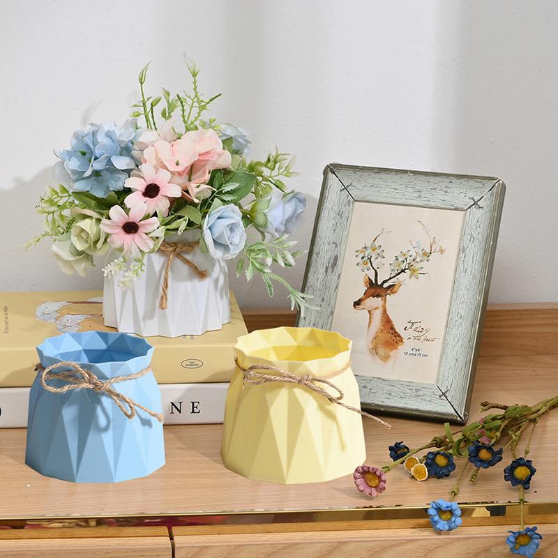 Jarrones de Plástico Modernos Decoración para el Hogar Jarrones Anti-Cerámicos Florero de Rattan Imitación Boda Europea Decoraciones Modernas Cesta