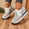 Women's Wide Width Height Increasing Flats, Glitter Low Cut Casual Shoes, Spring Summer Fashion Loafers for Women