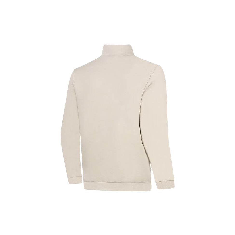 Li Ning Plain Stand Collar Open Front Casual Hoodie Men hoodies Oatmeal-Gray AWDT989-4