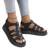 Flat-bottomed Roman Muffin Sandals Women's New Large-size Sandals Women's Summer One-word Woven Straps Retro Sandals Women