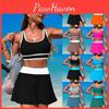 Summer Two Fashion Piece Bikini Solid Color Short Skirt Split Swimsuit Women High Waist Beach Bikini Set