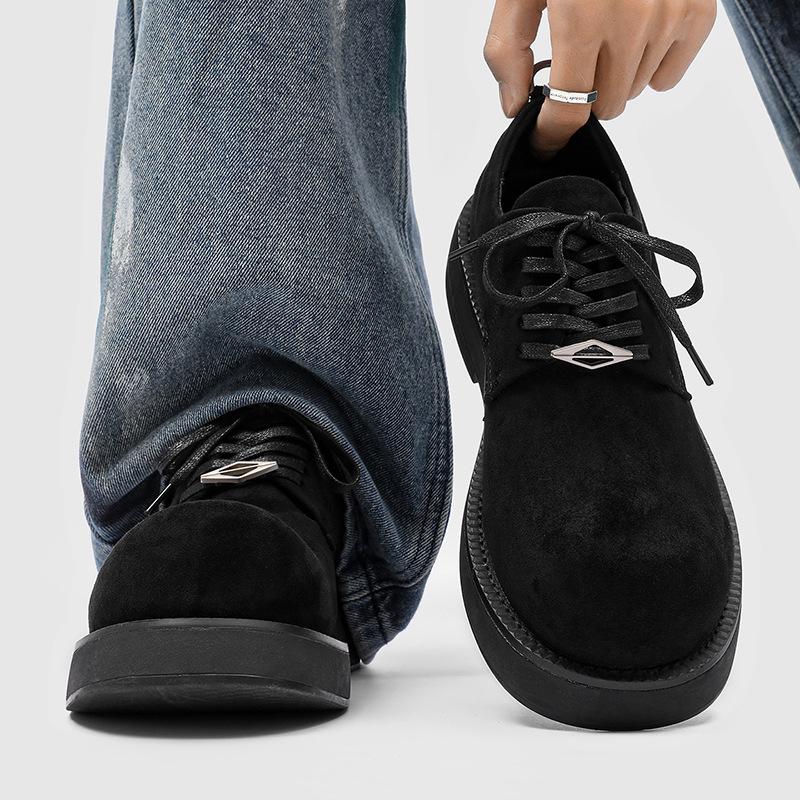Men's and Women's Same 2025 New American Trend Leather Shoes Casual Big Head Shoes Fashion Heightening Retro Commuter Derby Shoes