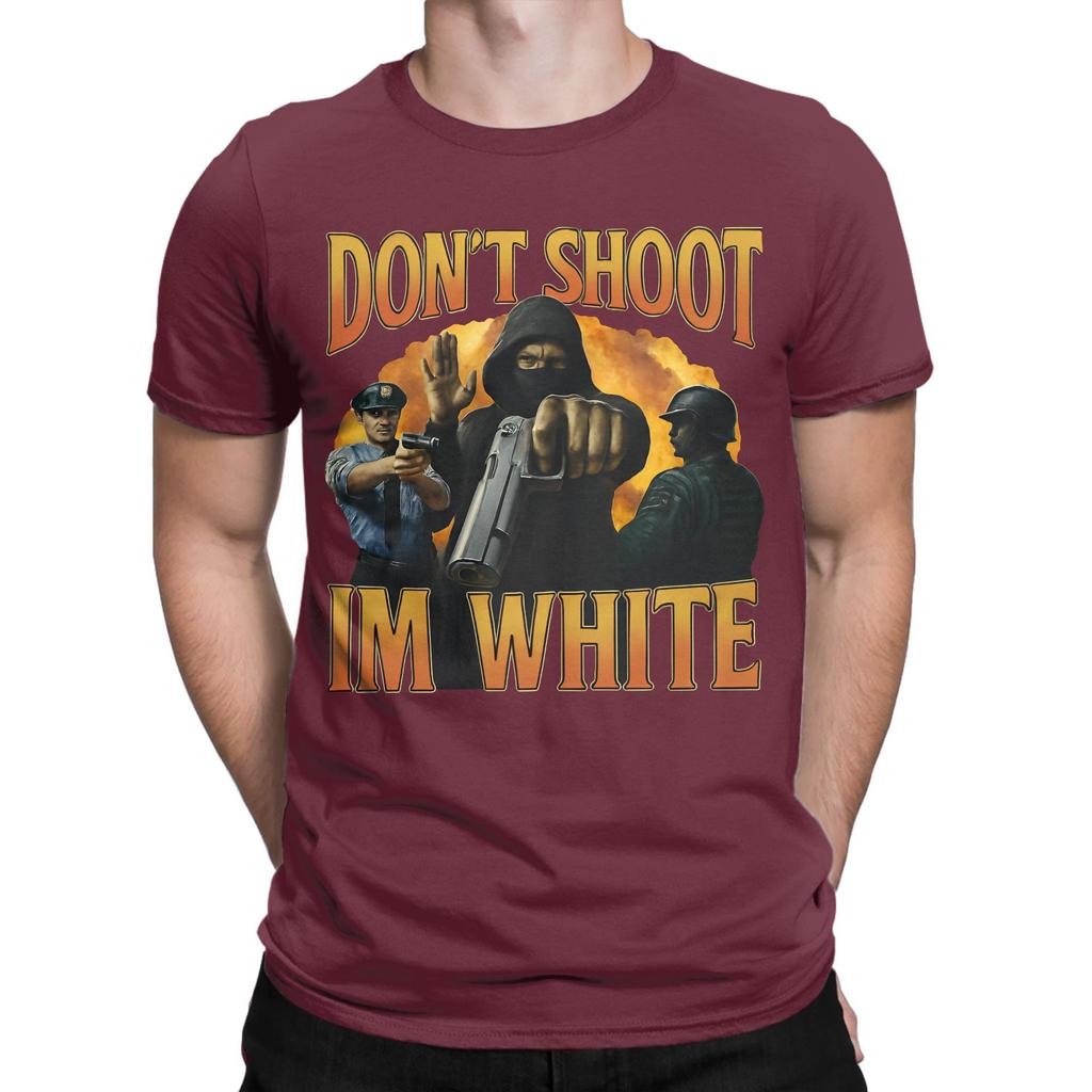 Funny Dont Shoot Im White Meme Graphic T Shirt Men 100 Cotton Funny TShirt Crew Neck  Tee Shirt Short Sleeve Clothing Summer