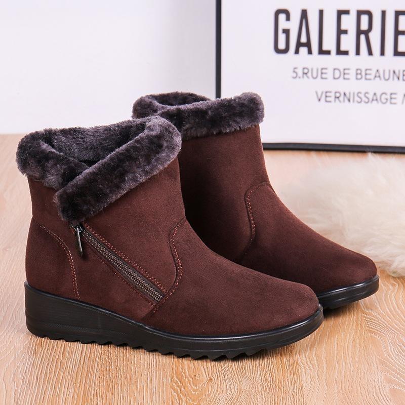 Women's Winter Warm Snow Boots Side Zipper Low Heel Casual Ankle Booties