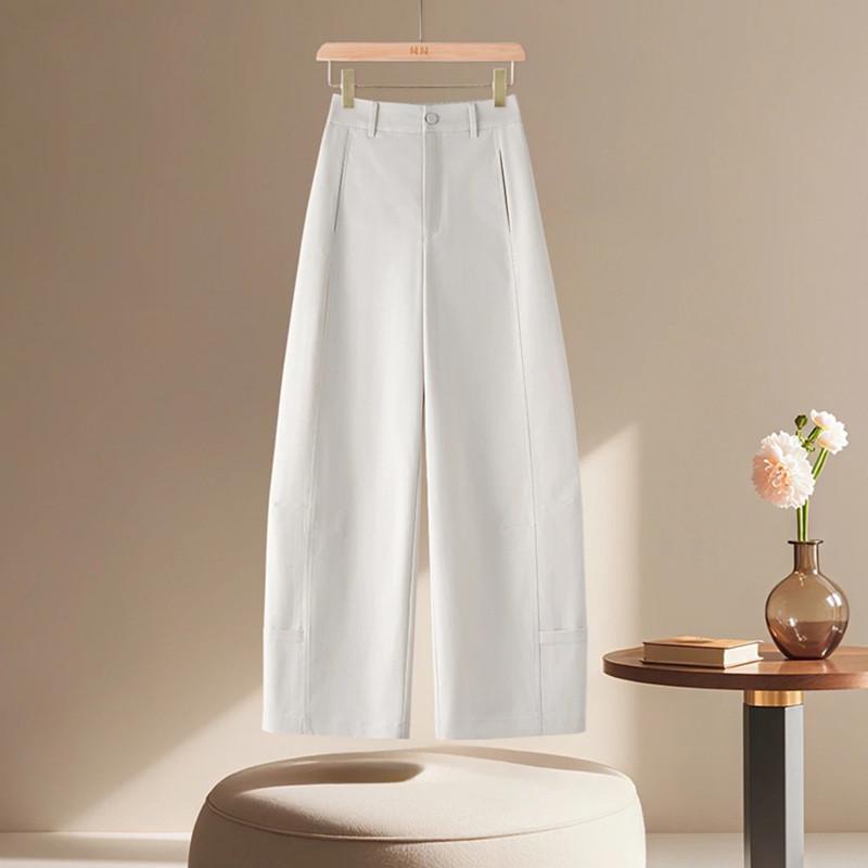Women's Khaki Lyocell Wide-Leg Straight Drape Pants - Spring 2026