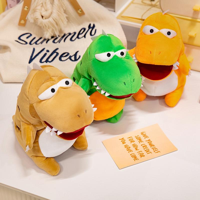 28cm Fetter Cartoon-Dinosaurier Handpuppe Stofftier T-Rex Dino Gruseltier Plüschtier Interaktiv Geschichten Erzählen Kleines Requisit Geschenk