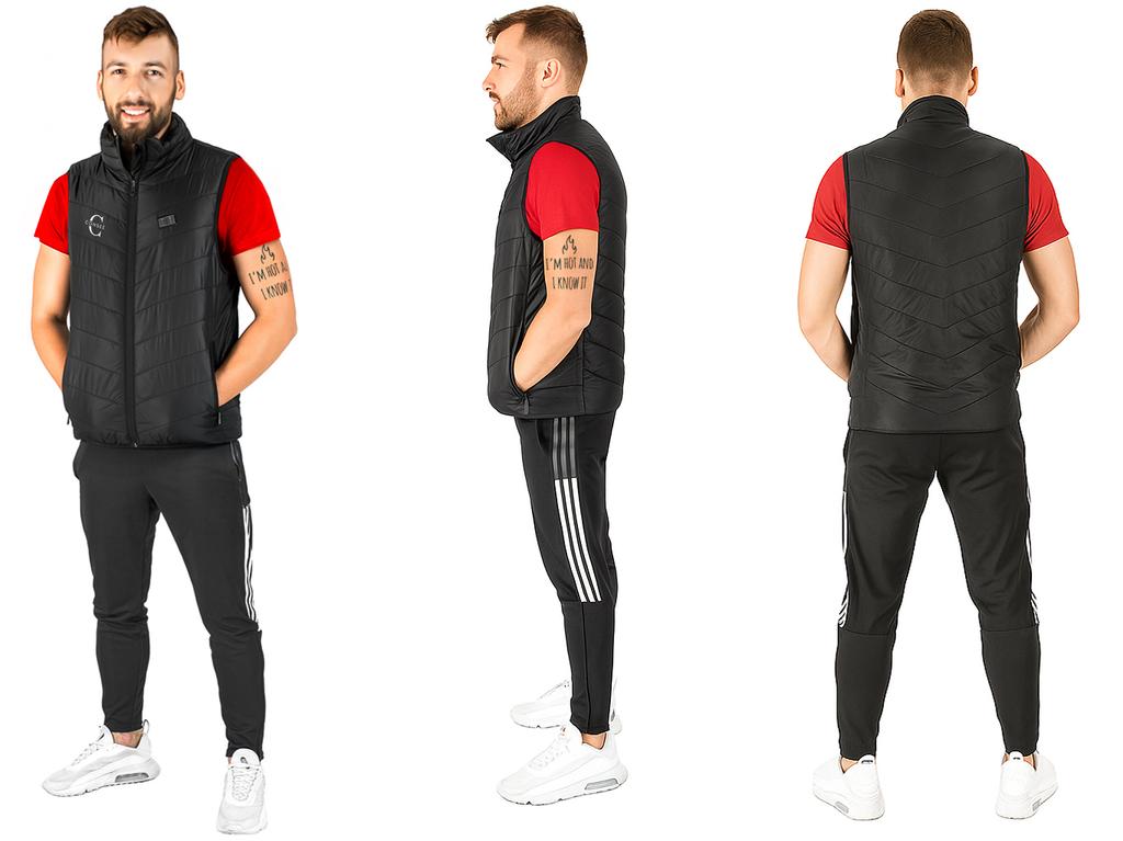 Heated vest sleeveless usb women's men's quilted black jacket l Heated vest black size XL