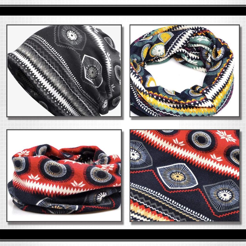 WHITE FANG knit ethnic knit for men and CA048 hat, cap, 2way, women, (design B)