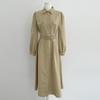 Chic Korean Lace-up Waist Dress for Autumn/Winter: French Style, Mature Look