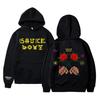 Moletom com capuz estampado de álbum de música Sauce Boyz, rapper americano Eladio Carrion, flor rosa, moletom com capuz unissex, moda feminina, tops grandes