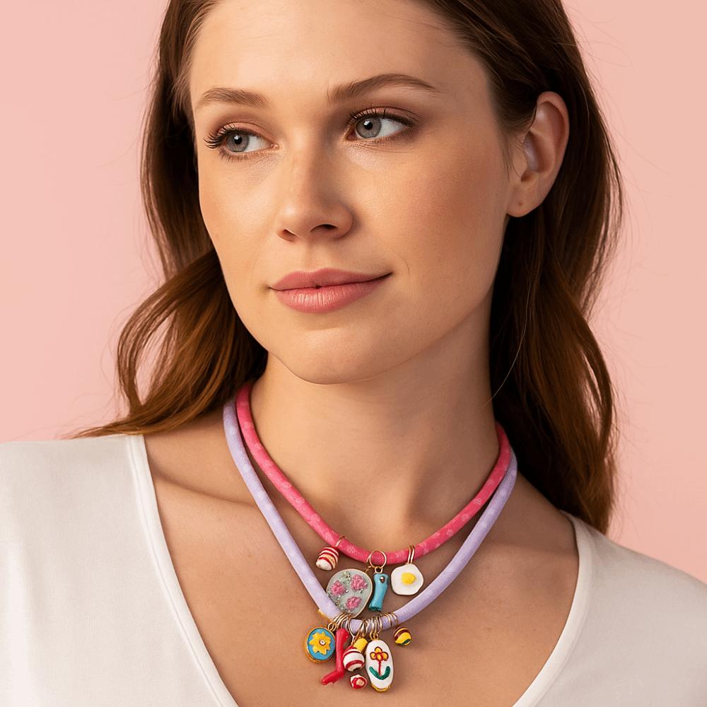 Ethnic Style Nylon Rope Necklace Flower Ocean Series Necklace  Decoration