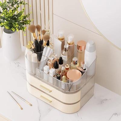 Organizator rotativ de cosmetice acrilice pentru îngrijirea pielii, ruj, măști și pensule de machiaj