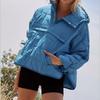 Women's Solid Color Long-sleeved Quilted Lightweight Loose Winter Warm Hooded Jacket