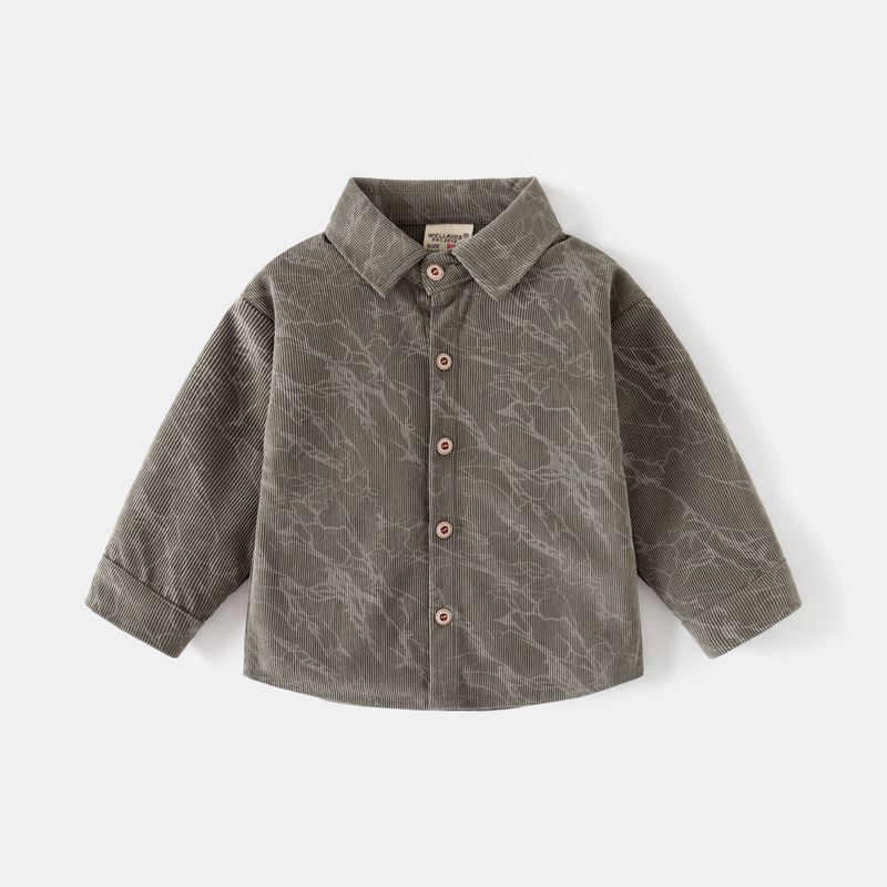 Children s Long-Sleeved Shirts, Kidsren s Clothing, Spring and Autum Boys  Corduroy Shirts, Baby Boys  Long-Sleeved Lapel Casual Jackets Green 120
